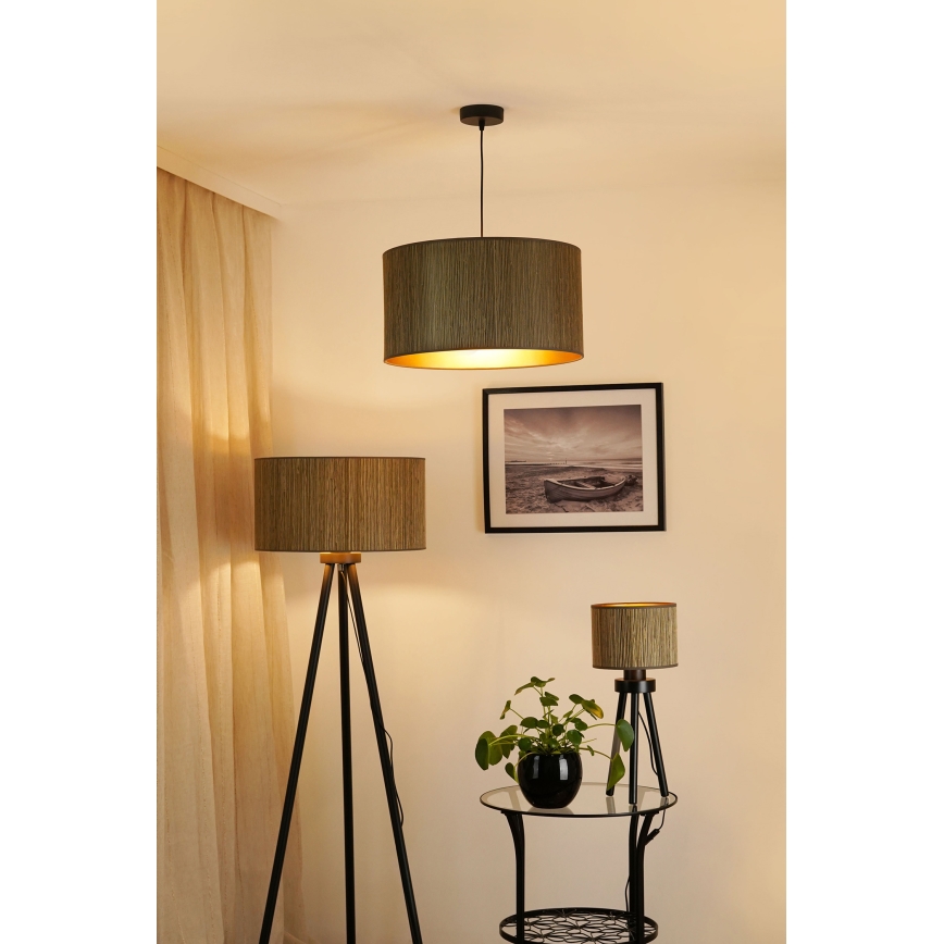Brilagi - Candeeiro de mesa BOSTON ROLLER 1xE27/15W/230V palha castanho/dourado