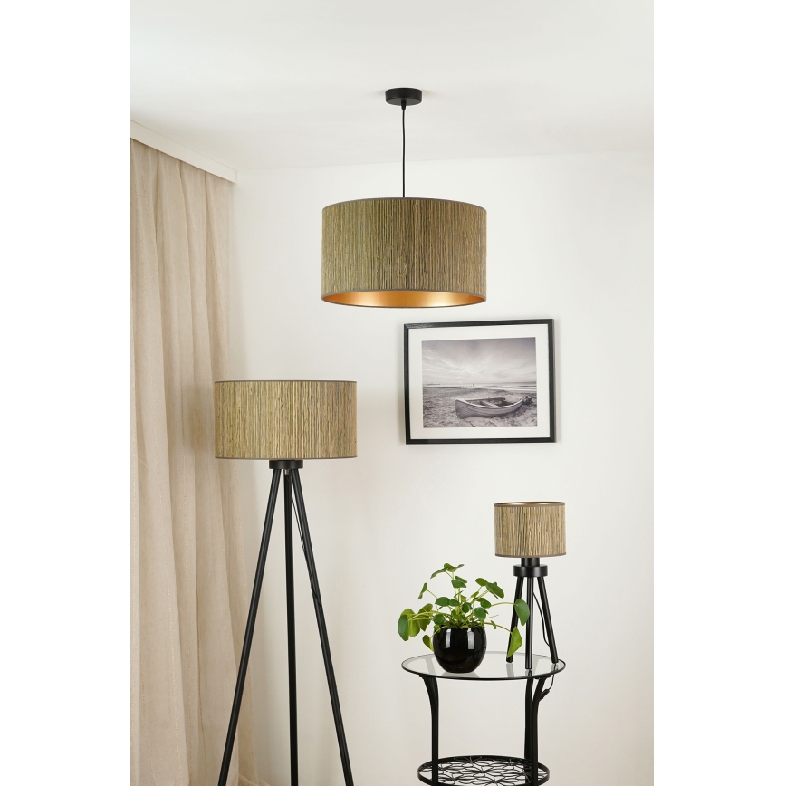 Brilagi - Candeeiro de mesa BOSTON ROLLER 1xE27/15W/230V palha castanho/dourado