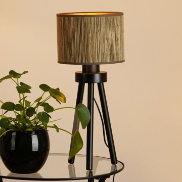 Brilagi - Candeeiro de mesa BOSTON ROLLER 1xE27/15W/230V palha castanho/dourado