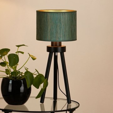 Brilagi - Candeeiro de mesa BOSTON ROLLER 1xE27/15W/230V palha verde/dourado