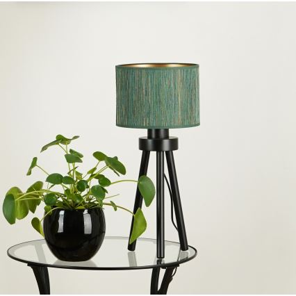 Brilagi - Candeeiro de mesa BOSTON ROLLER 1xE27/15W/230V palha verde/dourado