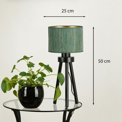 Brilagi - Candeeiro de mesa BOSTON ROLLER 1xE27/15W/230V palha verde/dourado