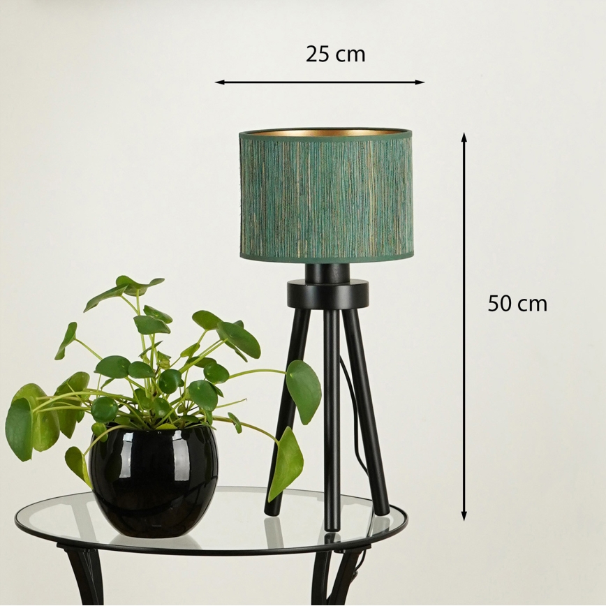 Brilagi - Candeeiro de mesa BOSTON ROLLER 1xE27/15W/230V palha verde/dourado