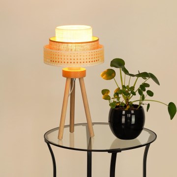Brilagi - Candeeiro de mesa CEDAR LUNETA 1xE27/15W/230V bege/castanho/creme