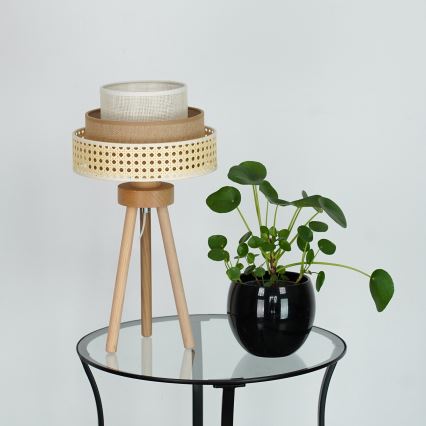 Brilagi - Candeeiro de mesa CEDAR LUNETA 1xE27/15W/230V bege/castanho/creme
