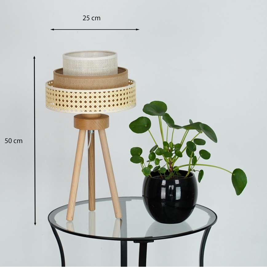 Brilagi - Candeeiro de mesa CEDAR LUNETA 1xE27/15W/230V bege/castanho/creme