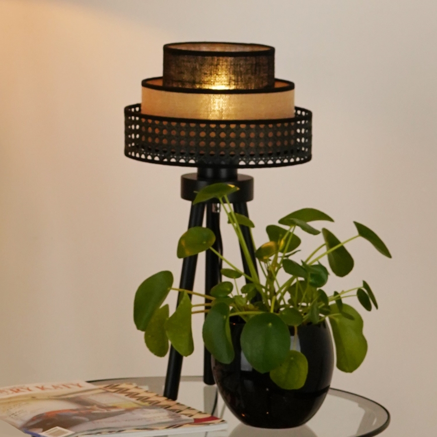 Brilagi - Candeeiro de mesa DAKOTA LUNETA 1xE27/15W/230V preto/bege