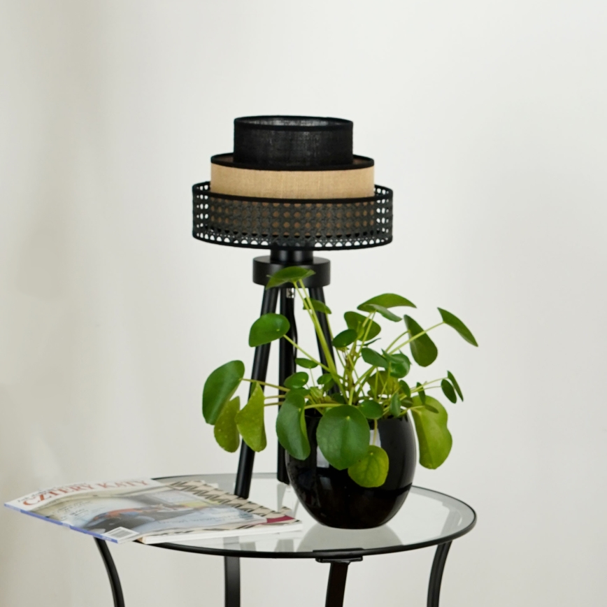 Brilagi - Candeeiro de mesa DAKOTA LUNETA 1xE27/15W/230V preto/bege