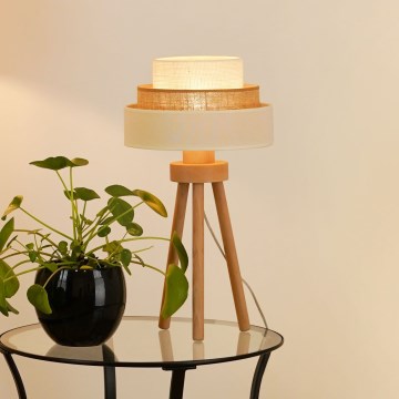 Brilagi - Candeeiro de mesa DENVER LUNETA 1xE27/15W/230V bege/castanho/creme