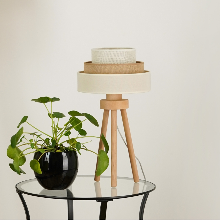 Brilagi - Candeeiro de mesa DENVER LUNETA 1xE27/15W/230V bege/castanho/creme