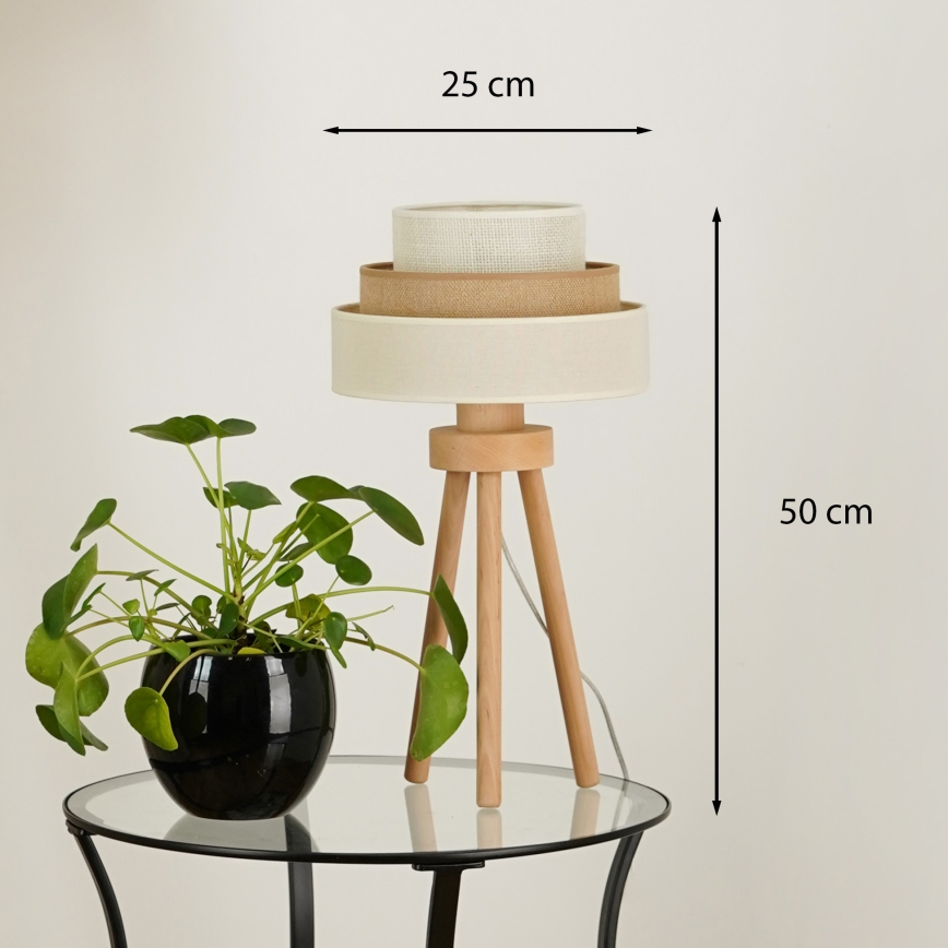Brilagi - Candeeiro de mesa DENVER LUNETA 1xE27/15W/230V bege/castanho/creme