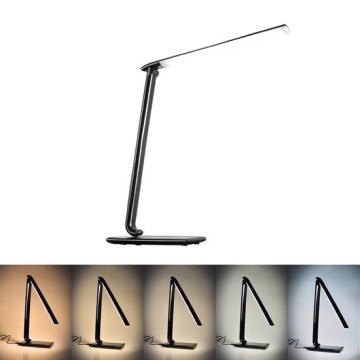 Brilagi - Candeeiro de mesa LED com regulação e conector USB LED/12W/230V preto