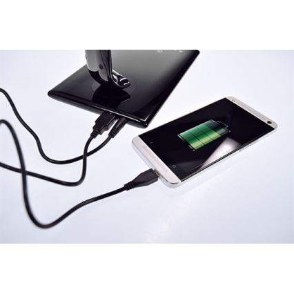 Brilagi - Candeeiro de mesa LED com regulação e conector USB LED/12W/230V preto