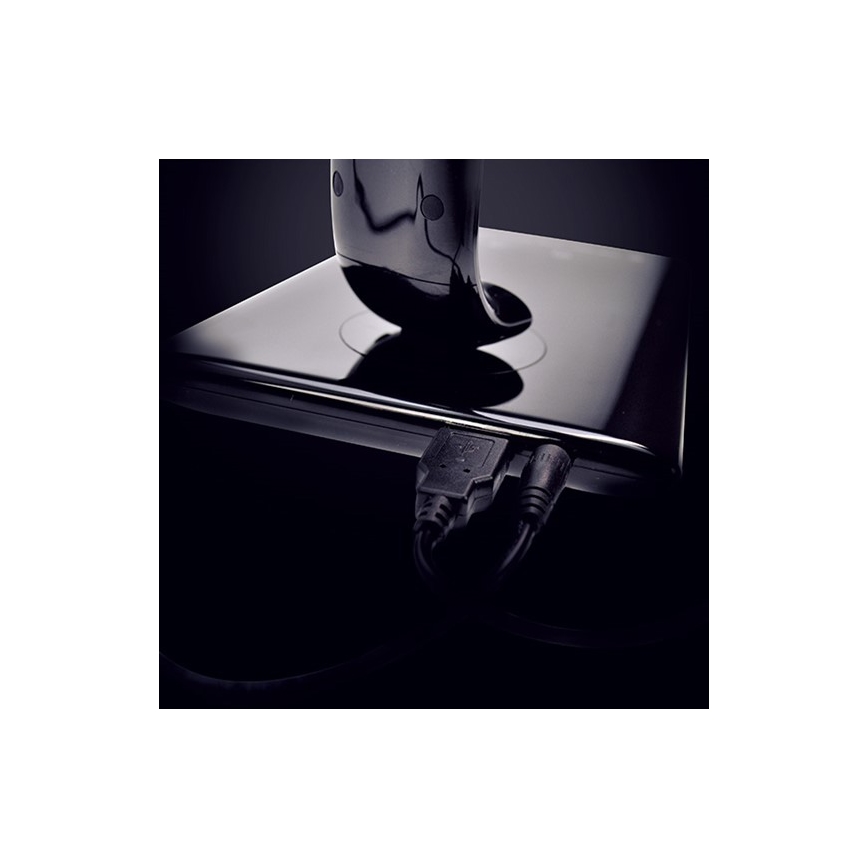 Brilagi - Candeeiro de mesa LED com regulação e conector USB LED/12W/230V preto