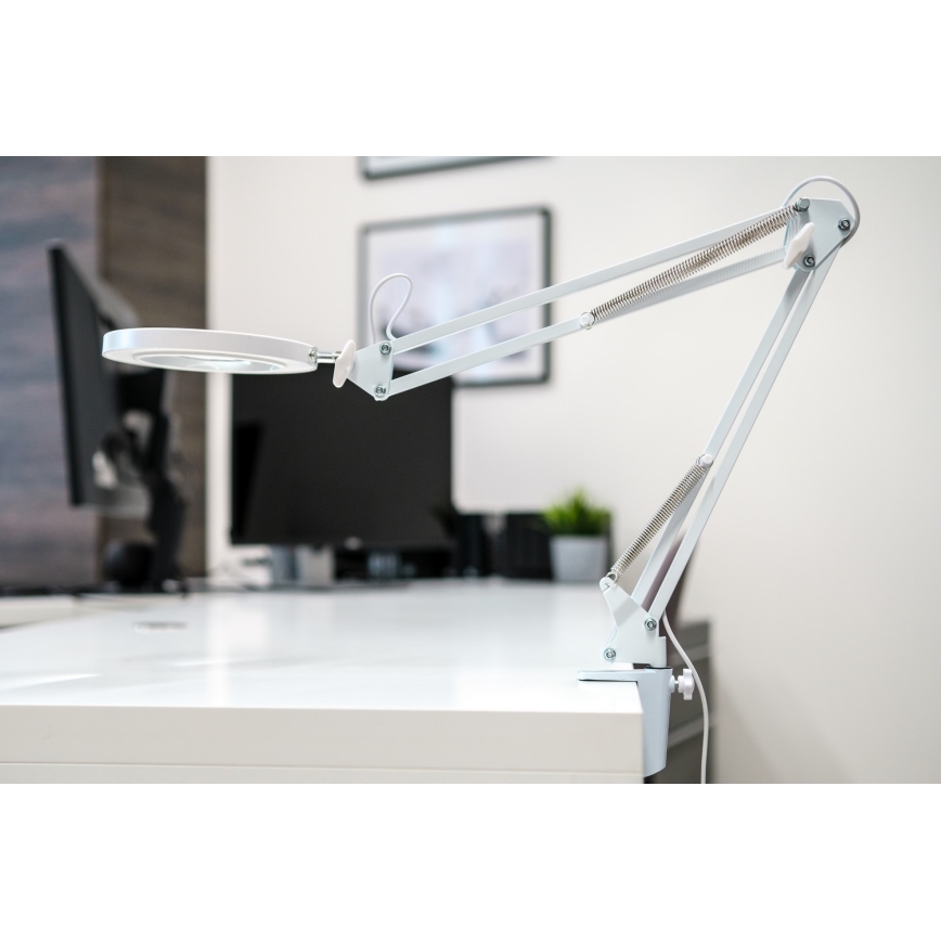 Brilagi - Candeeiro de mesa LED com regulação e lupa LENS LED/12W/5V 3000/4200/6000K branco