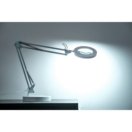 Brilagi - Candeeiro de mesa LED com regulação e lupa LENS LED/12W/5V 3000/4200/6000K branco