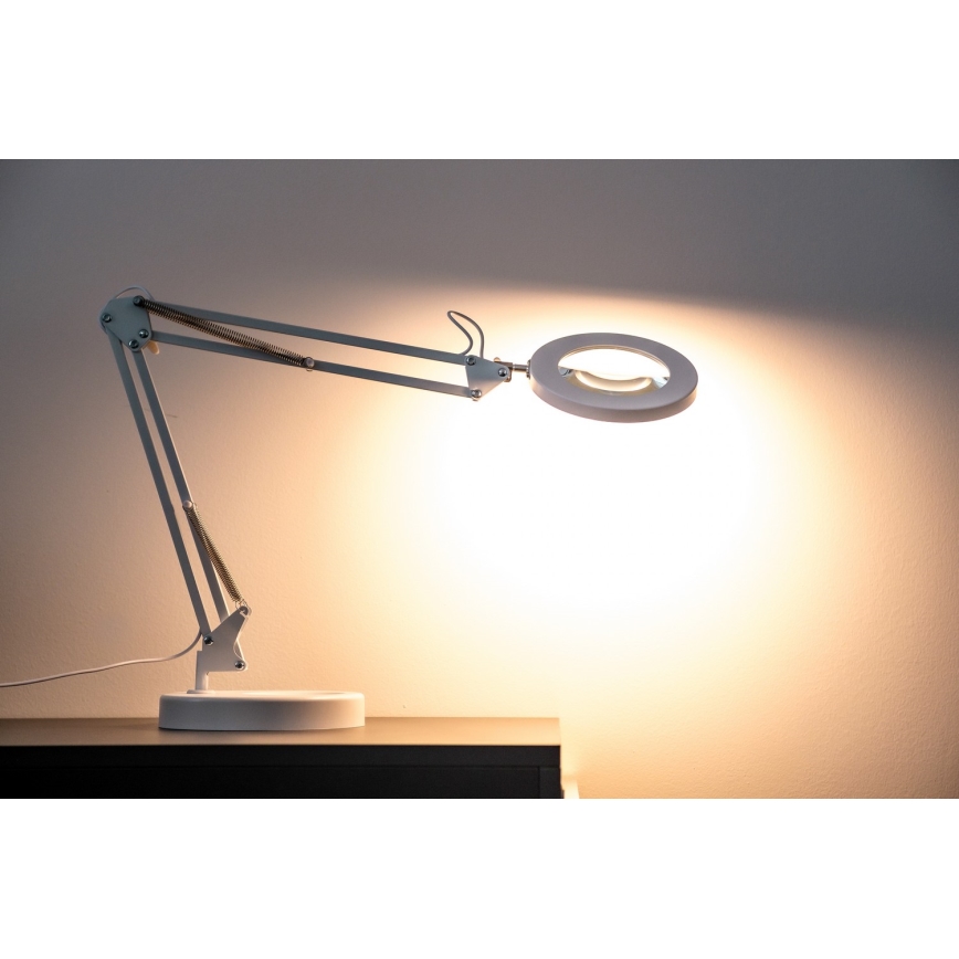 Brilagi - Candeeiro de mesa LED com regulação e lupa LENS LED/12W/5V 3000/4200/6000K branco