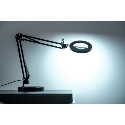 Brilagi - Candeeiro de mesa LED com regulação e lupa LENS LED/12W/5V 3000/4200/6000K preto