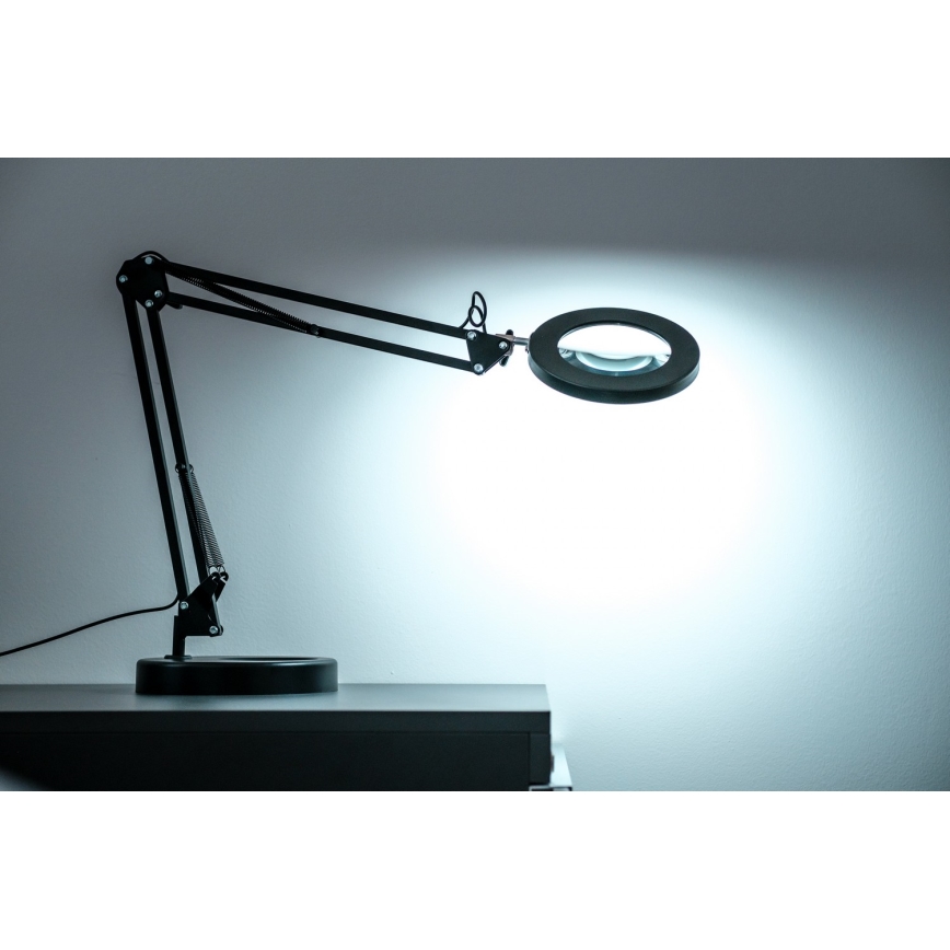 Brilagi - Candeeiro de mesa LED com regulação e lupa LENS LED/12W/5V 3000/4200/6000K preto