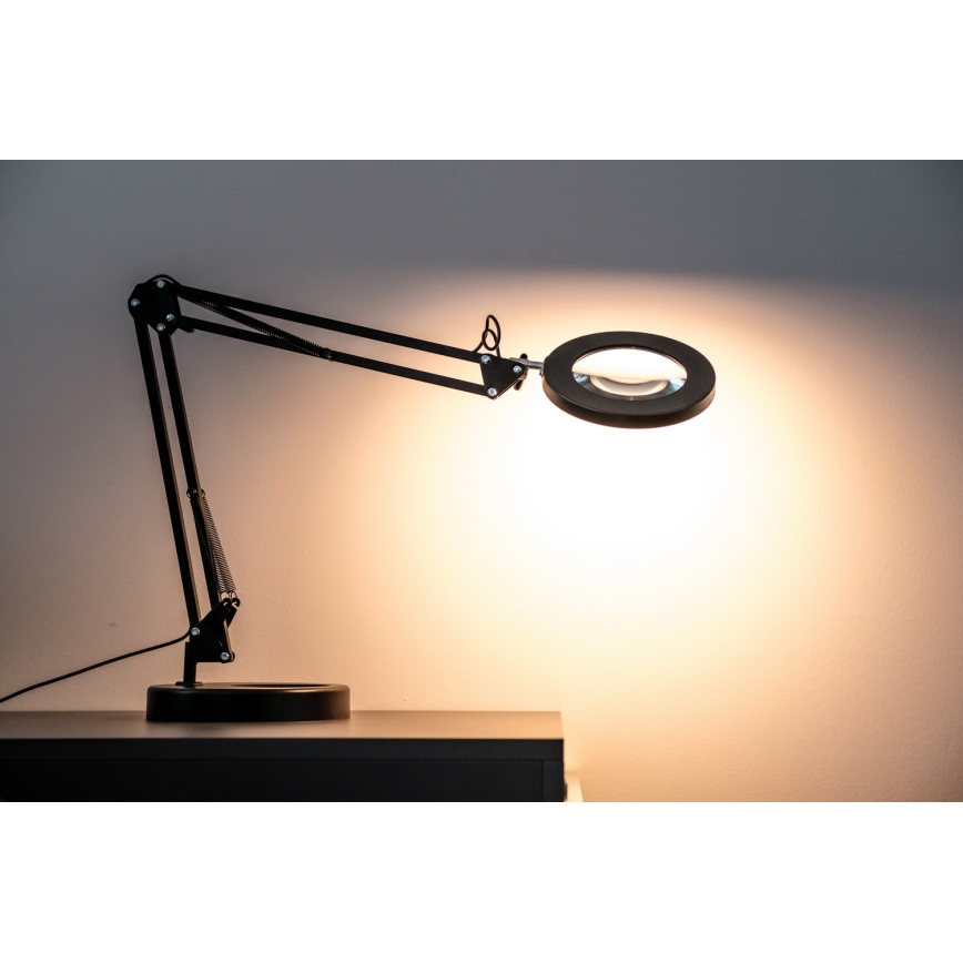 Brilagi - Candeeiro de mesa LED com regulação e lupa LENS LED/12W/5V 3000/4200/6000K preto