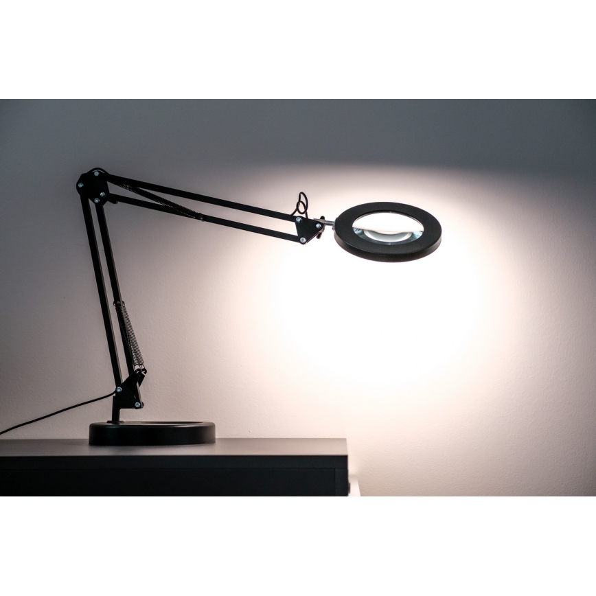 Brilagi - Candeeiro de mesa LED com regulação e lupa LENS LED/12W/5V 3000/4200/6000K preto