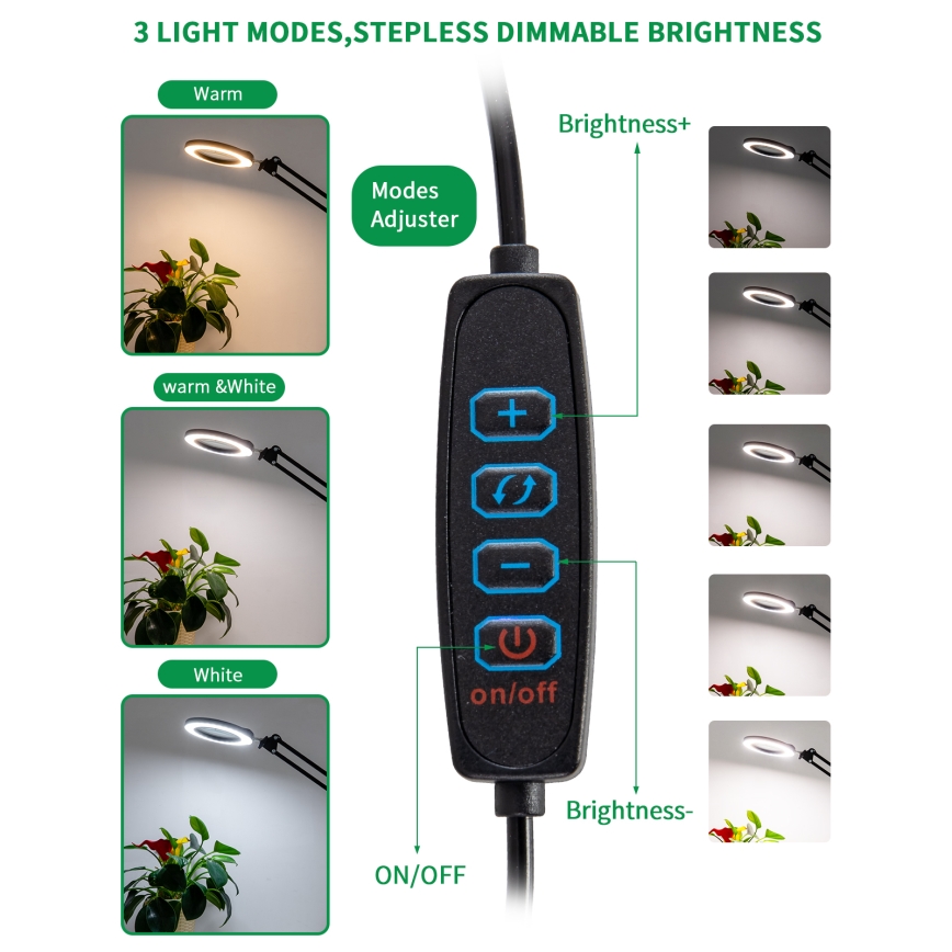 Brilagi - Candeeiro de mesa LED com regulação e lupa LENS LED/12W/5V 3000/4200/6000K preto