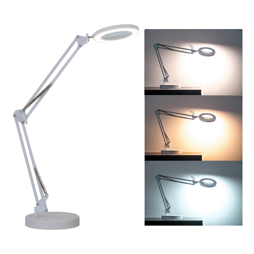 Brilagi - Candeeiro de mesa LED com regulação e lupa LENS LED/12W/5V 3000/4200/6000K branco