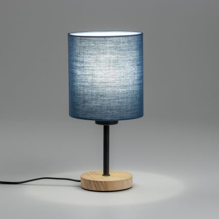 Brilagi - Candeeiro de mesa NUBILA WOOD 1xE27/25W/230V carvalho/azul escuro