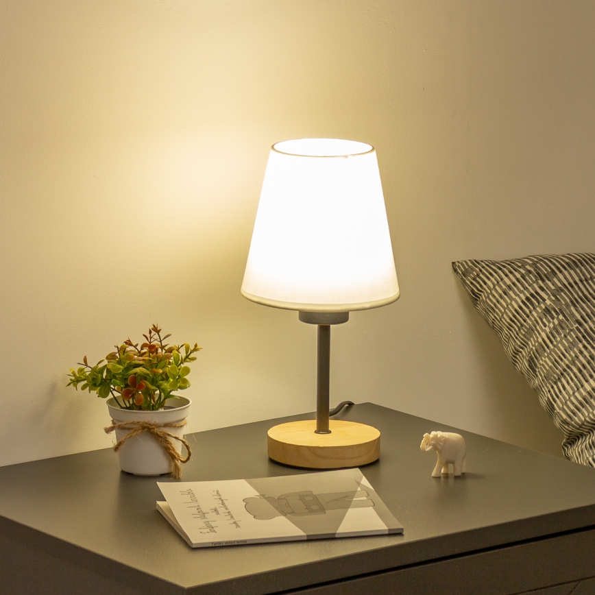 Brilagi - Candeeiro de mesa NUBILA WOOD 1xE27/25W/230V carvalho/branco