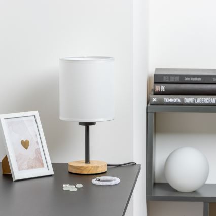 Brilagi - Candeeiro de mesa NUBILA WOOD 1xE27/25W/230V carvalho/branco