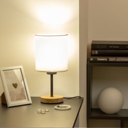 Brilagi - Candeeiro de mesa NUBILA WOOD 1xE27/25W/230V carvalho/branco