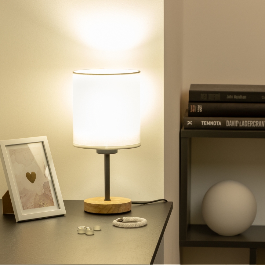 Brilagi - Candeeiro de mesa NUBILA WOOD 1xE27/25W/230V carvalho/branco
