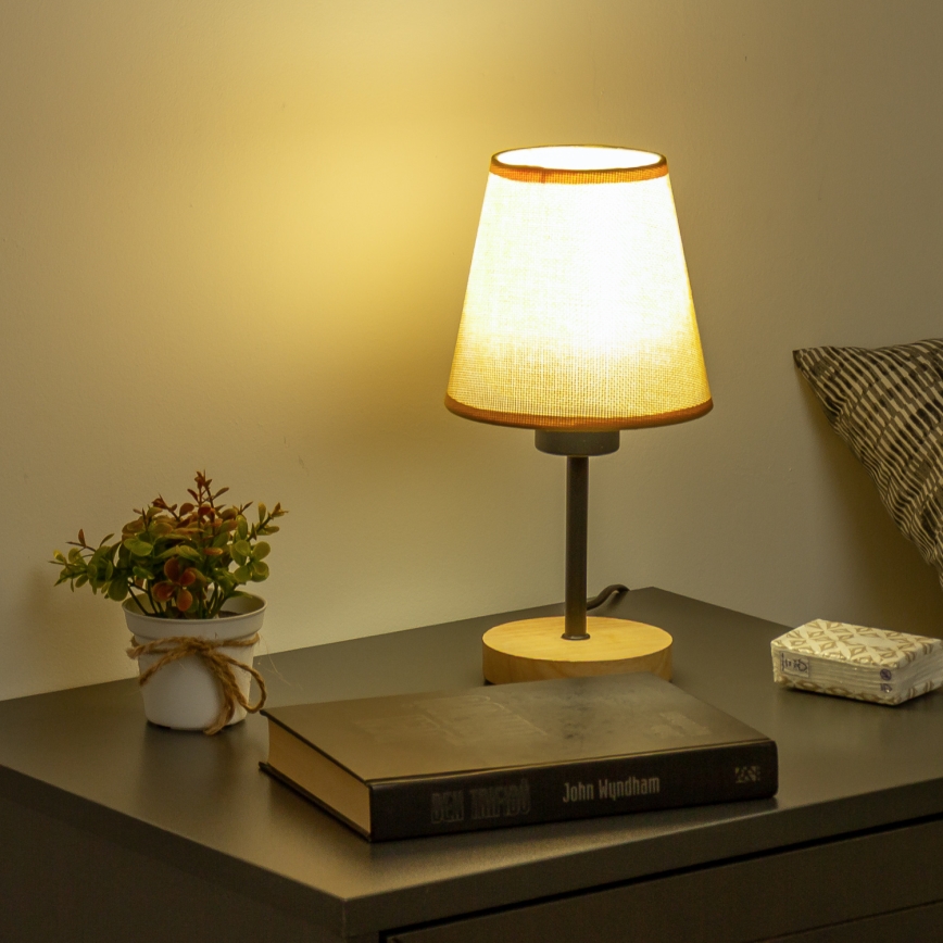 Brilagi - Candeeiro de mesa NUBILA WOOD 1xE27/25W/230V carvalho/castanho claro