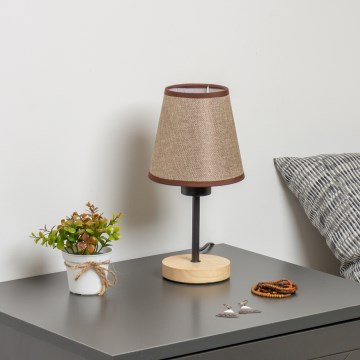 Brilagi - Candeeiro de mesa NUBILA WOOD 1xE27/25W/230V carvalho/castanho