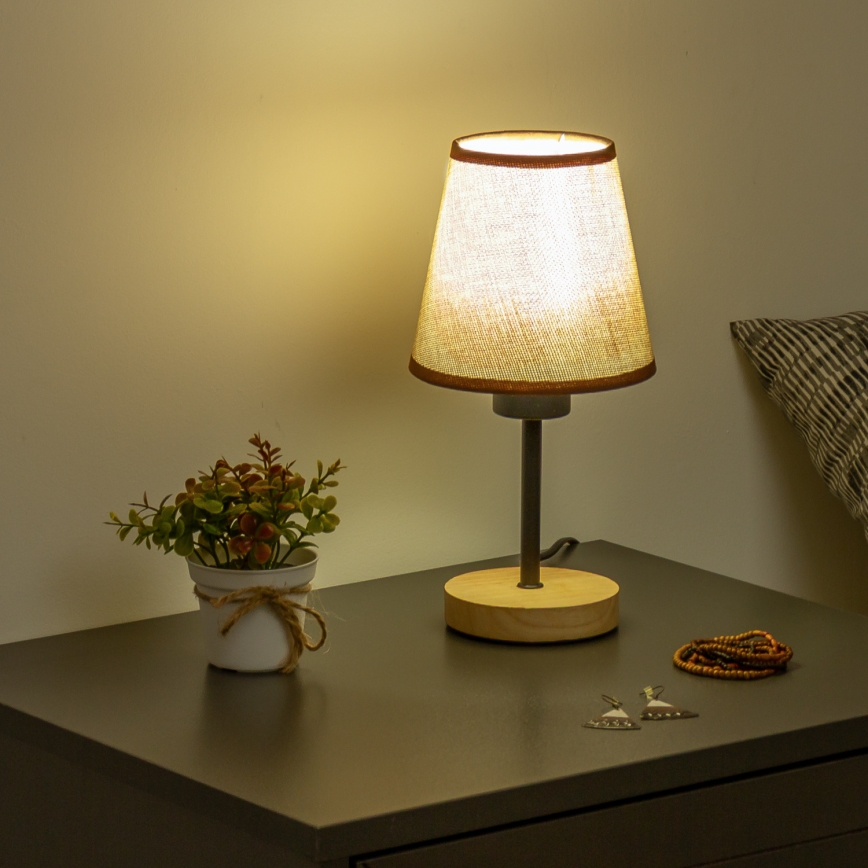 Brilagi - Candeeiro de mesa NUBILA WOOD 1xE27/25W/230V carvalho/castanho