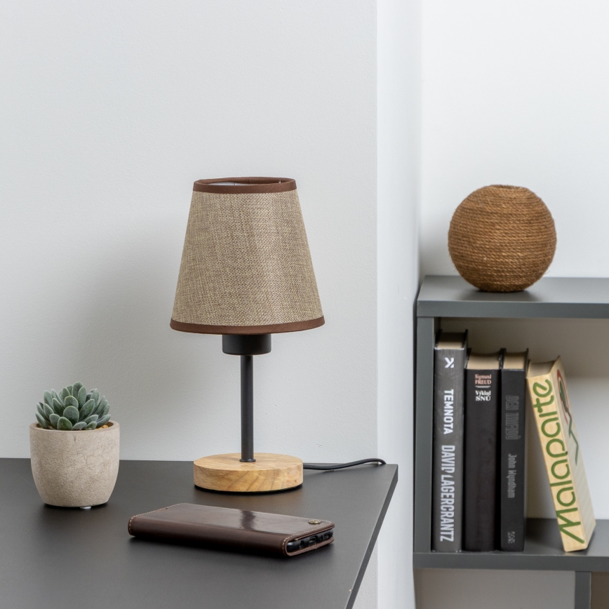 Brilagi - Candeeiro de mesa NUBILA WOOD 1xE27/25W/230V carvalho/castanho
