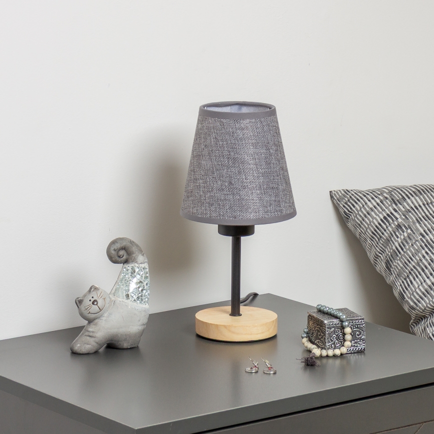 Brilagi - Candeeiro de mesa NUBILA WOOD 1xE27/25W/230V carvalho/cinzento