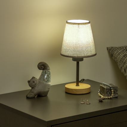 Brilagi - Candeeiro de mesa NUBILA WOOD 1xE27/25W/230V carvalho/cinzento