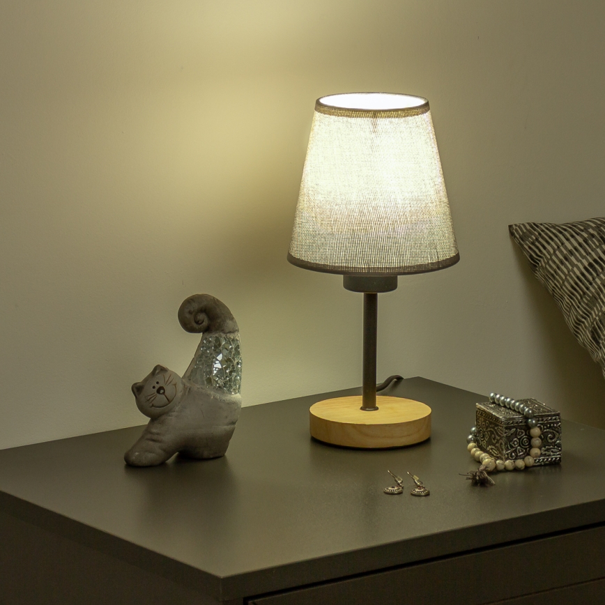 Brilagi - Candeeiro de mesa NUBILA WOOD 1xE27/25W/230V carvalho/cinzento