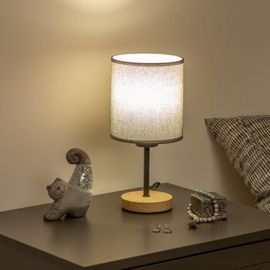 Brilagi - Candeeiro de mesa NUBILA WOOD 1xE27/25W/230V carvalho/cinzento