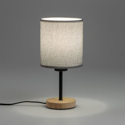 Brilagi - Candeeiro de mesa NUBILA WOOD 1xE27/25W/230V carvalho/cinzento