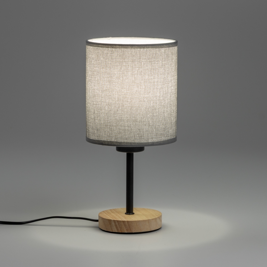 Brilagi - Candeeiro de mesa NUBILA WOOD 1xE27/25W/230V carvalho/cinzento
