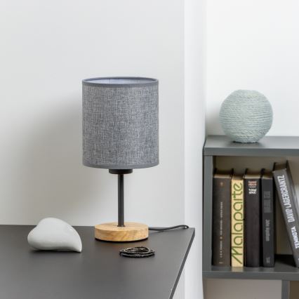 Brilagi - Candeeiro de mesa NUBILA WOOD 1xE27/25W/230V carvalho/cinzento