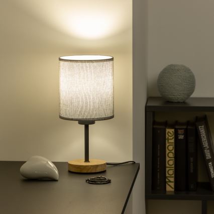 Brilagi - Candeeiro de mesa NUBILA WOOD 1xE27/25W/230V carvalho/cinzento