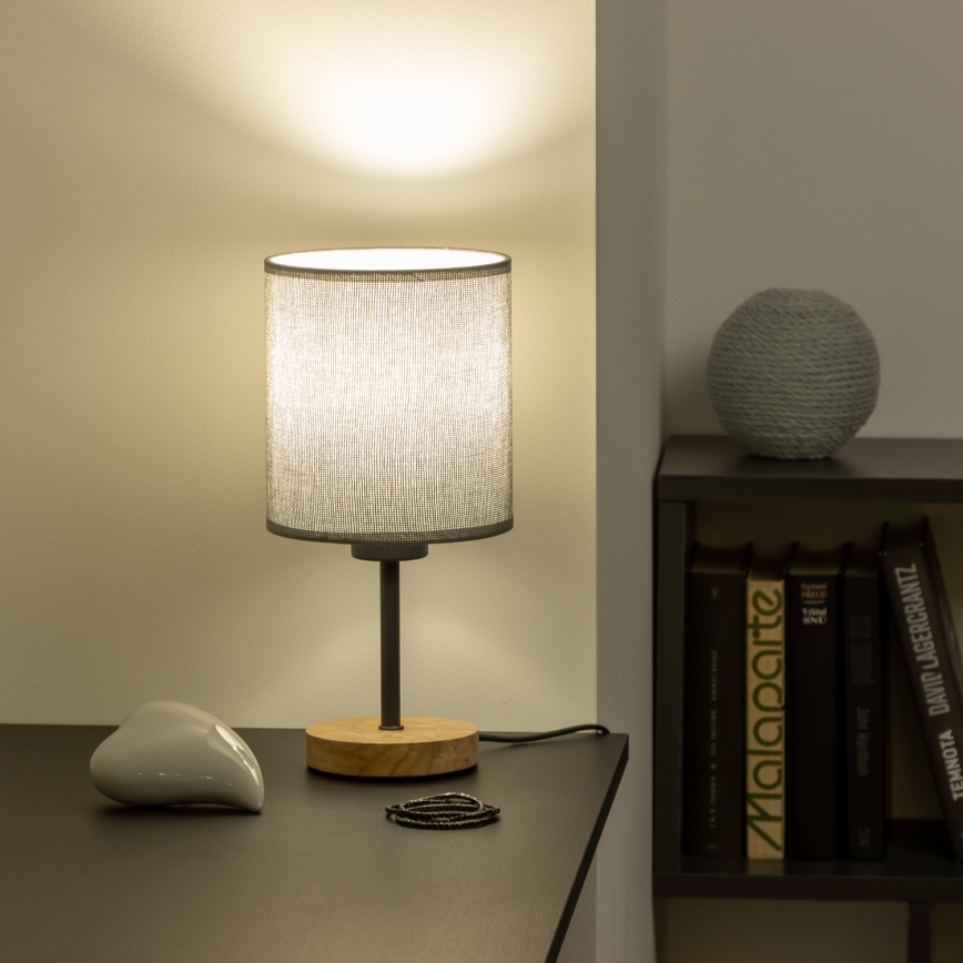 Brilagi - Candeeiro de mesa NUBILA WOOD 1xE27/25W/230V carvalho/cinzento