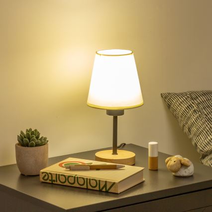 Brilagi - Candeeiro de mesa NUBILA WOOD 1xE27/25W/230V carvalho/creme