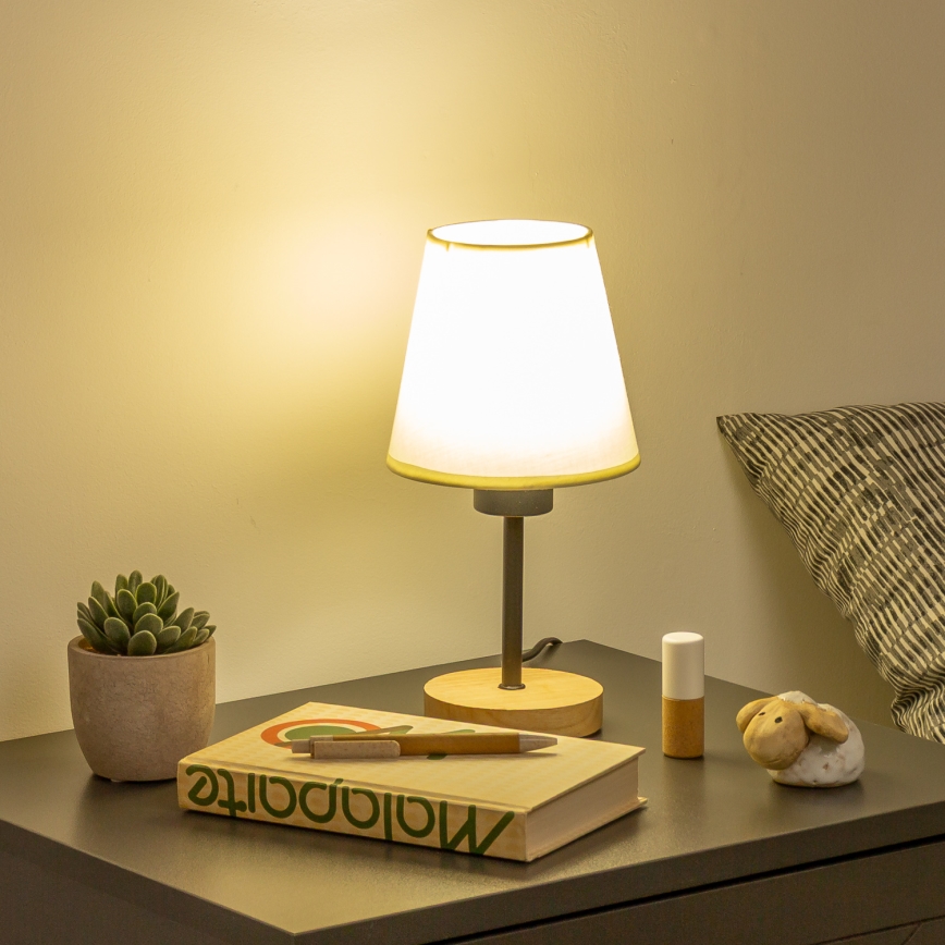 Brilagi - Candeeiro de mesa NUBILA WOOD 1xE27/25W/230V carvalho/creme