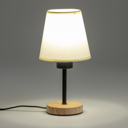 Brilagi - Candeeiro de mesa NUBILA WOOD 1xE27/25W/230V carvalho/creme