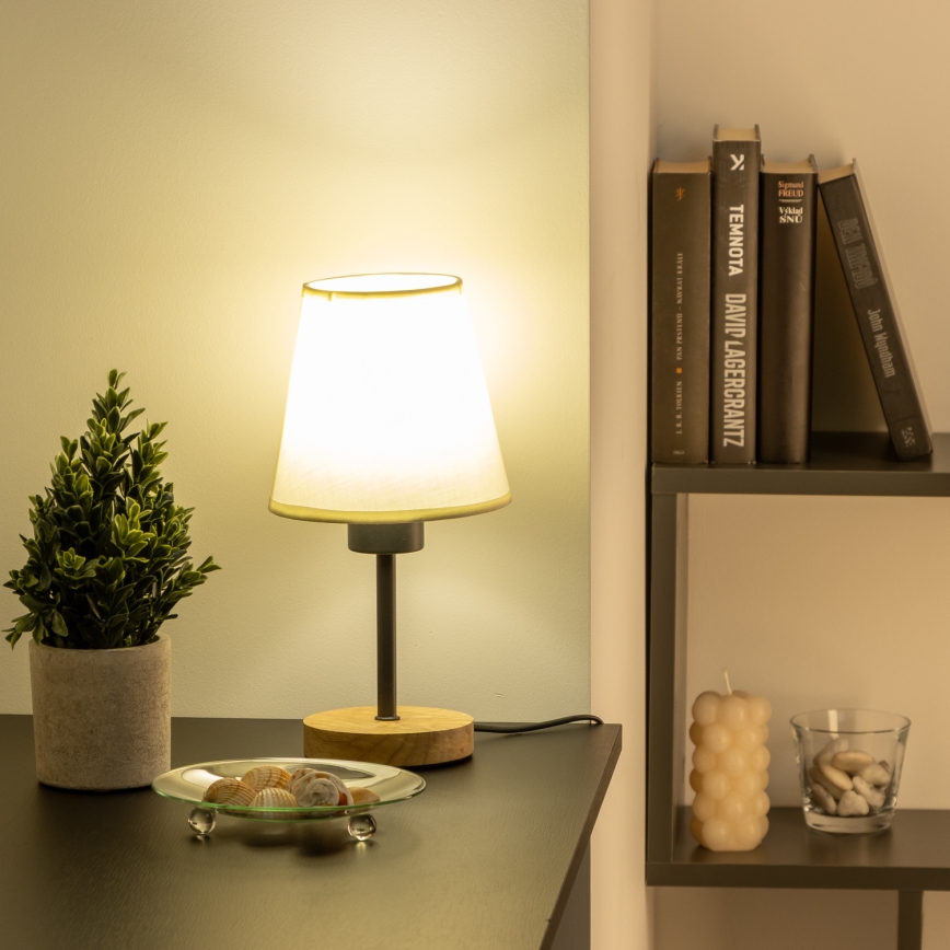 Brilagi - Candeeiro de mesa NUBILA WOOD 1xE27/25W/230V carvalho/creme