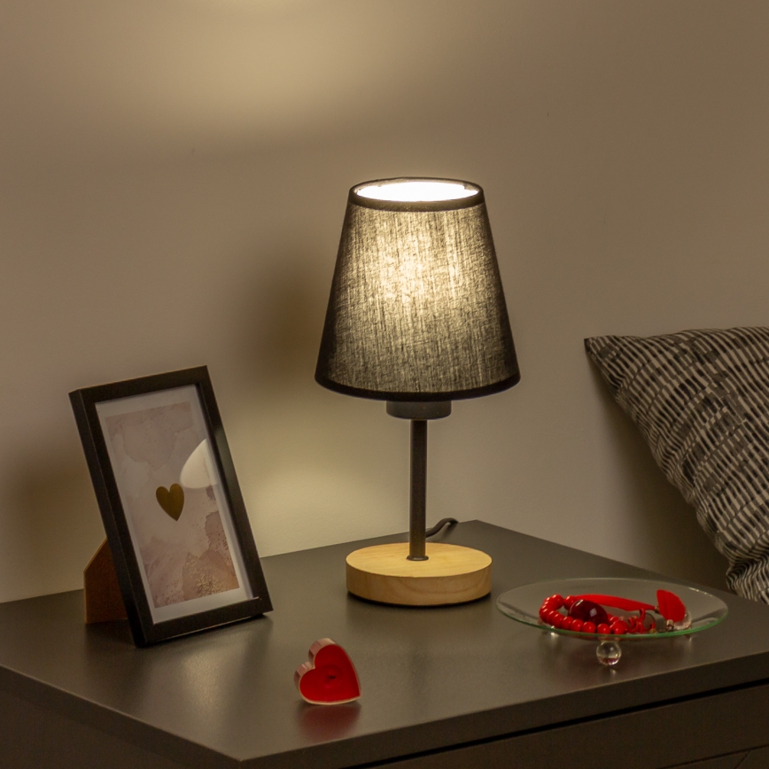 Brilagi - Candeeiro de mesa NUBILA WOOD 1xE27/25W/230V carvalho/preto
